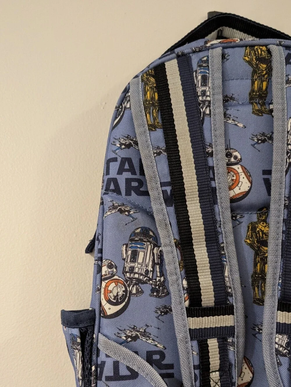 Pottery Barn Kids Star Wars Small Kids Backpack - Blue Droid Print